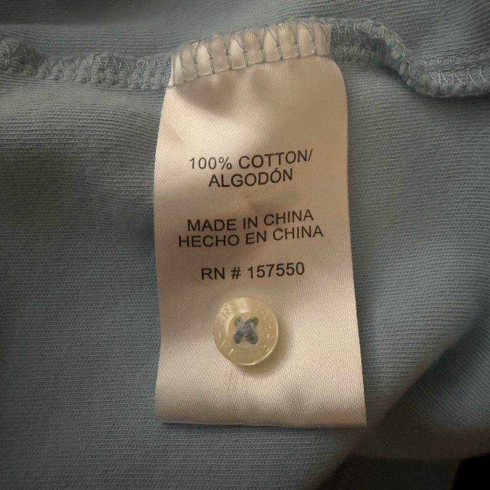 Tahari Minimalist Coastal Classic Cotton Polo Shirt Light Blue Size L - Picture 4 of 5